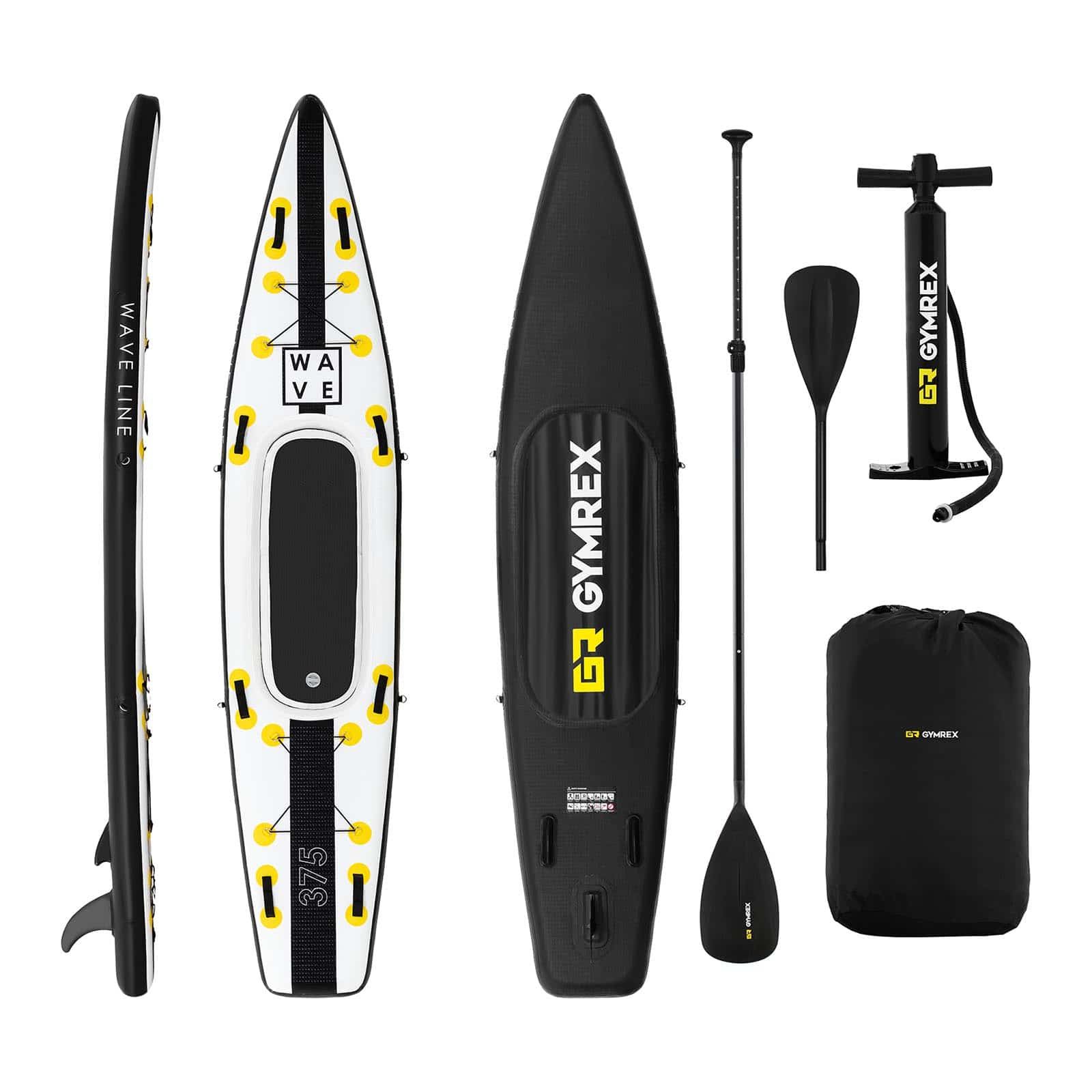 Nafukovací stand up paddleboard 120 kg černá / žlutá sada s pádlem