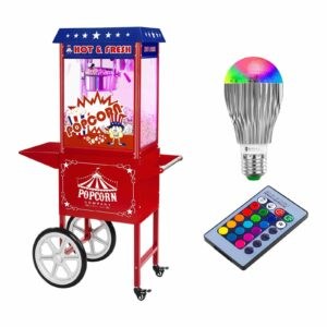 Stroj na popkorn s vozíkem a LED osvětlením USA design červený - Stroje na popcorn Royal Catering