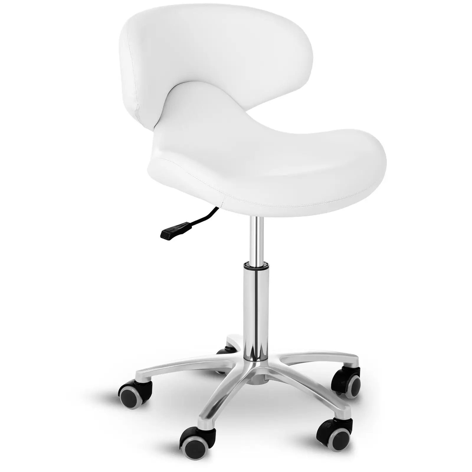 Otočná židle s opěradlem 440–570 mm 150 kg Bílá - Taburety na kolečkách physa