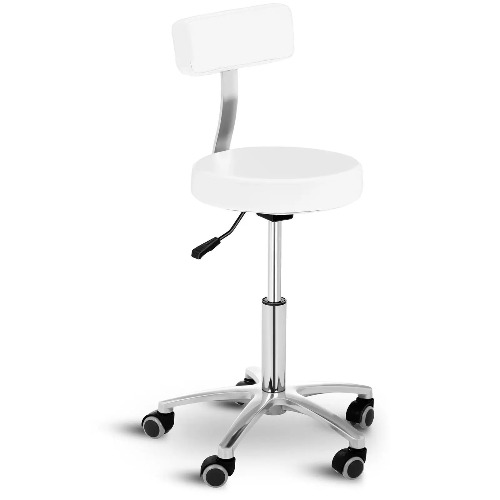 Otočná židle s opěradlem 445–580 mm 150 kg Bílá - Taburety na kolečkách physa