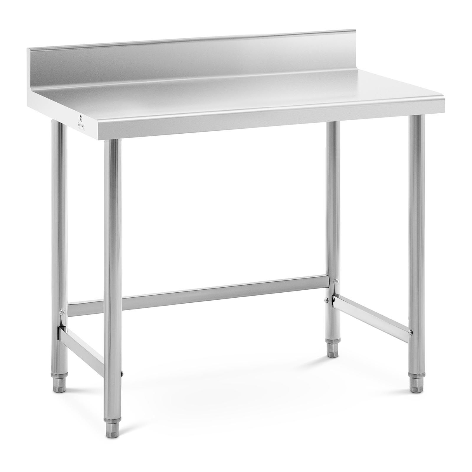 Pracovní stůl z ušlechtilé oceli 100 x 60 cm lem nosnost 90 kg - Pracovní stoly Royal Catering
