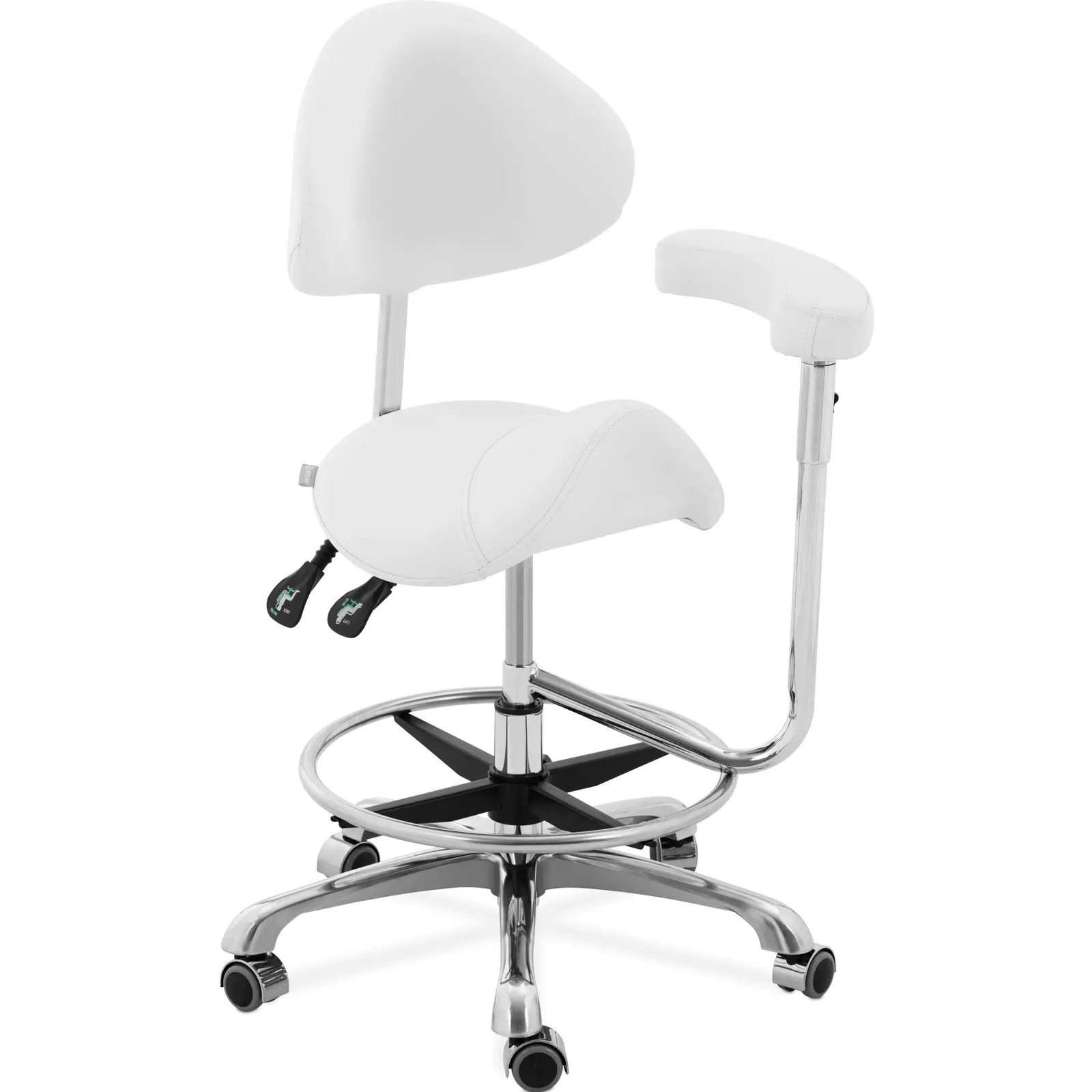 Sedlová židle s područkou 51–61 cm 150 kg bílá - Sedlové židle physa