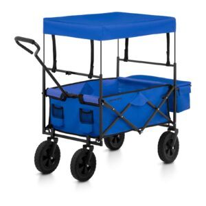 Skládací vozík se stříškou modrý 100kg - Zahradní vozíky Uniprodo