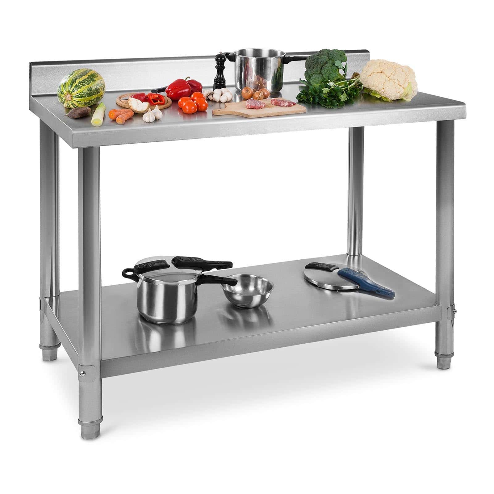 Nerezový pracovní stůl 100 x 70 cm s lemy 120 kg - Gastro pracovní stoly Royal Catering