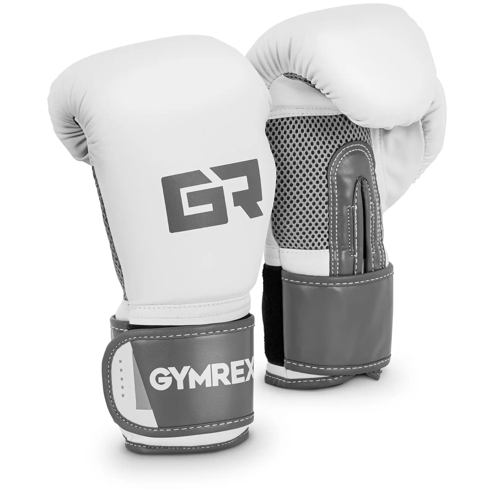 Boxerské rukavice 8 oz síťovina uvnitř bílé a kovově šedé - Gymrex