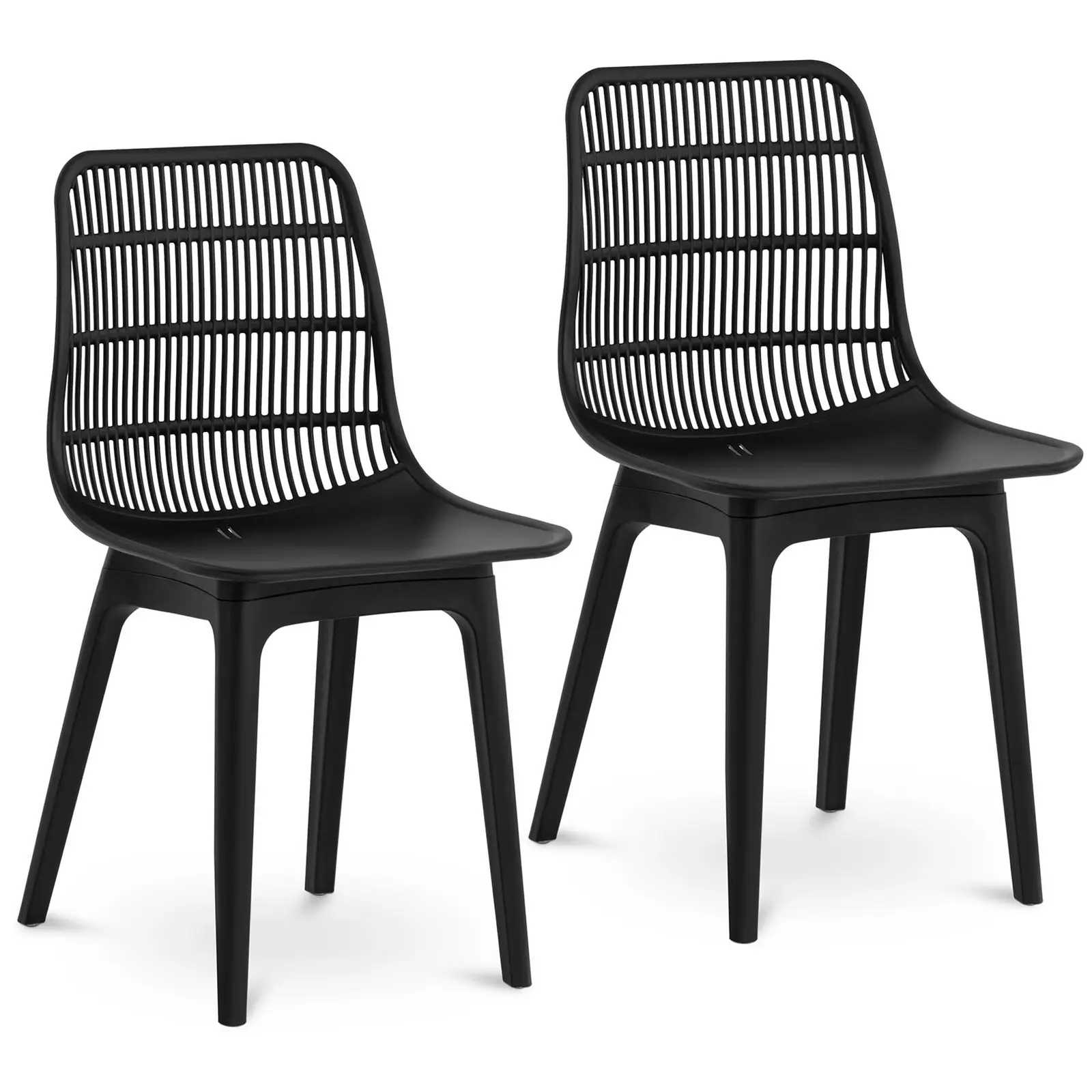 Židle – sada 2 kusů – – do 150 kg – opěradlo s otvory – černá barva - Royal Catering