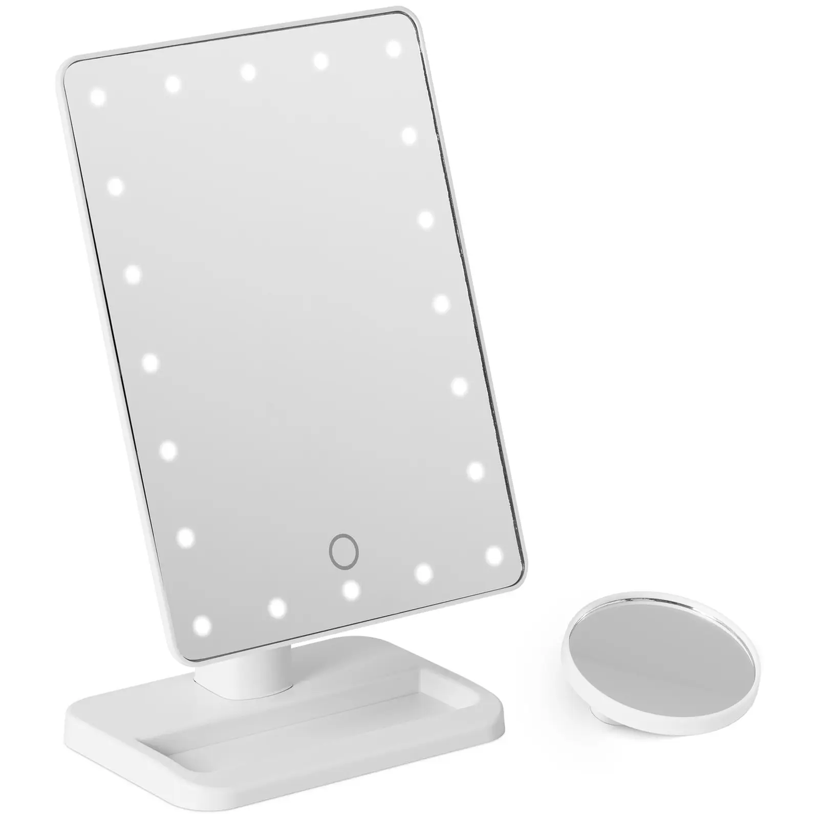 Kosmetické zrcátko bílé 10násobné zvětšení 20 LED diod reproduktor - Zrcadla physa