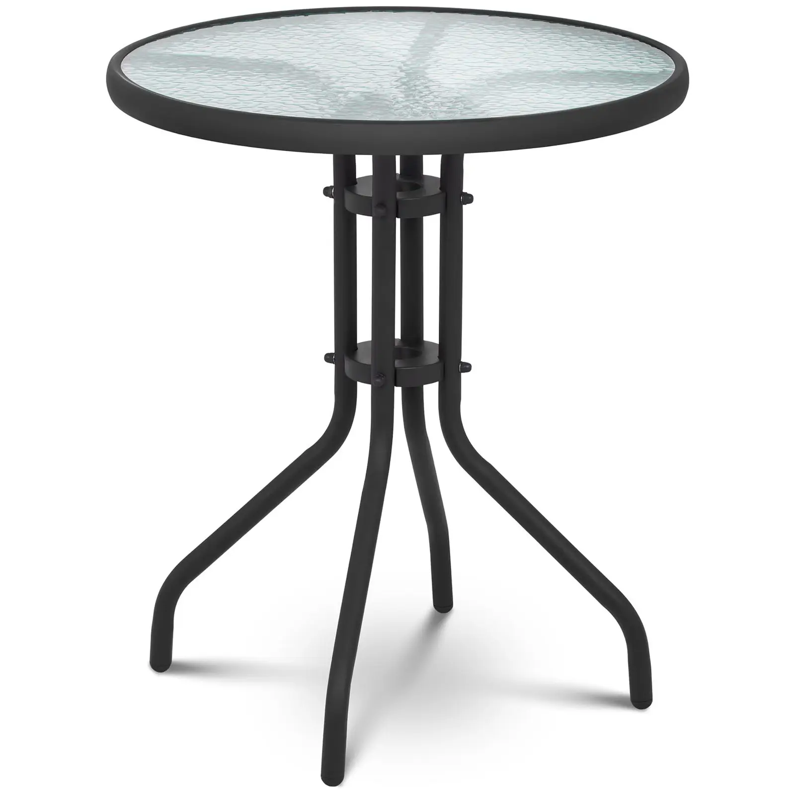 Zahradní stůl kulatý Ø 60 cm se skleněnou deskou černý - Zahradní stoly Uniprodo