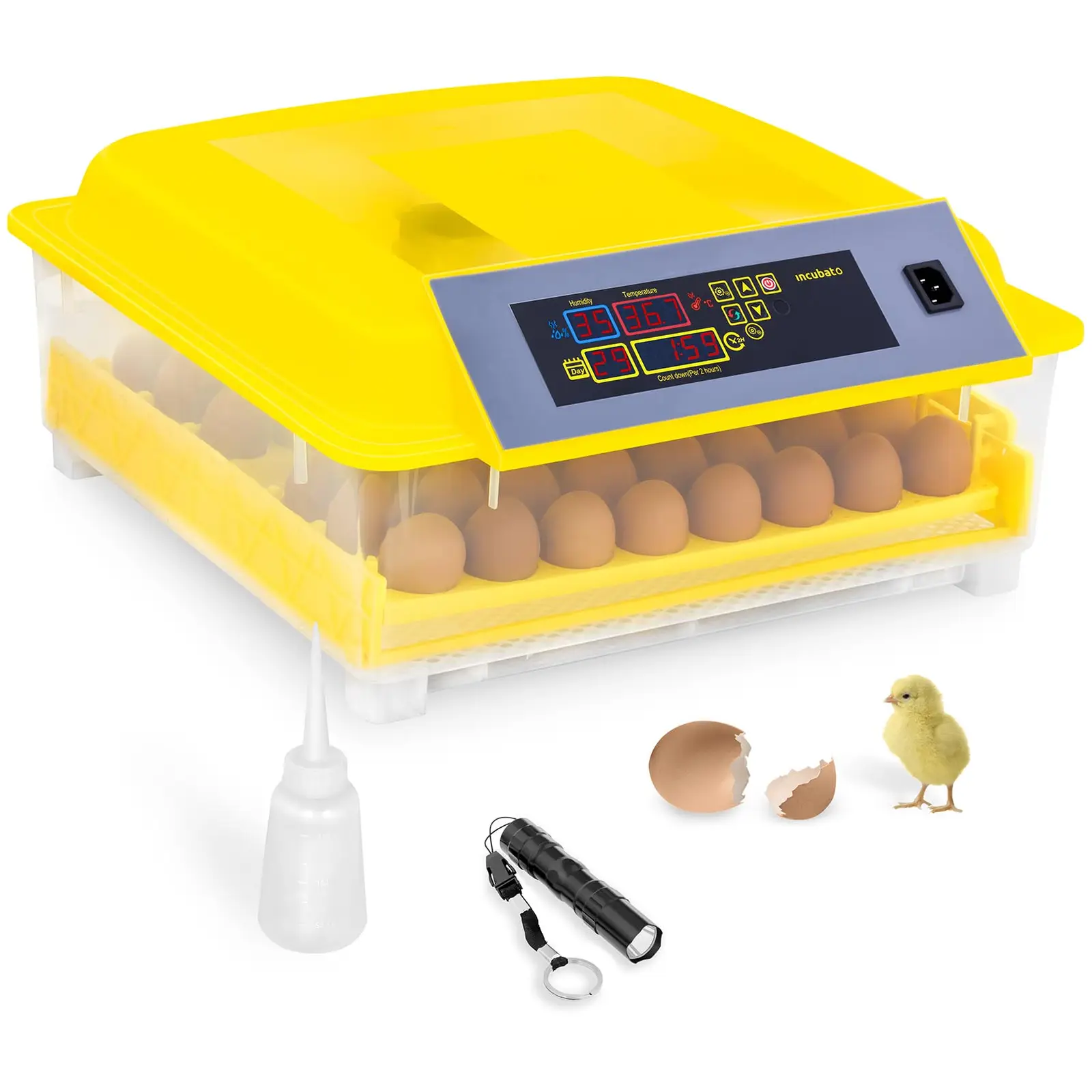 Umělá líheň 48 vajec včetně prosvěcovačky vajec a dávkovače vody plně automatická - Umělé líhně incubato