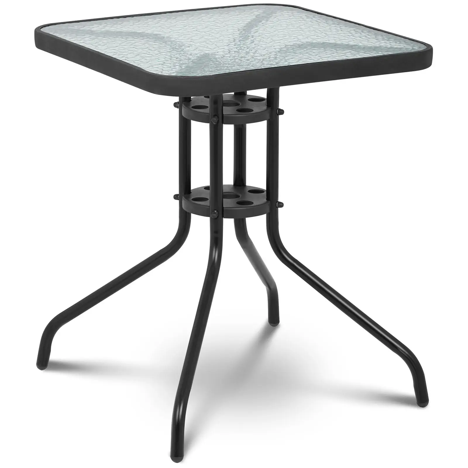 Zahradní stůl hranatý 60 x 60 cm se skleněnou deskou černý - Zahradní stoly Uniprodo